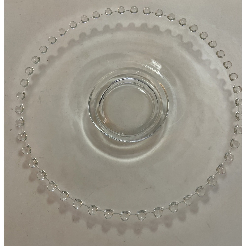 Vintage Imperial Glass Candlewick Pastry Cake Plate MCM Pedestal 8" Party 50's